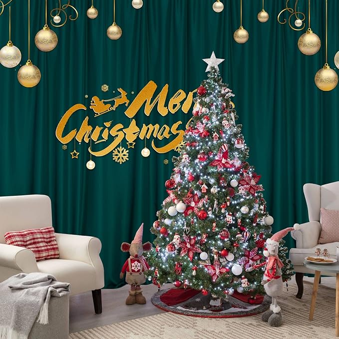 MYSKY HOME 10ft x 10ft Curtains Hunter Green Backdrop Curtains - Image 4