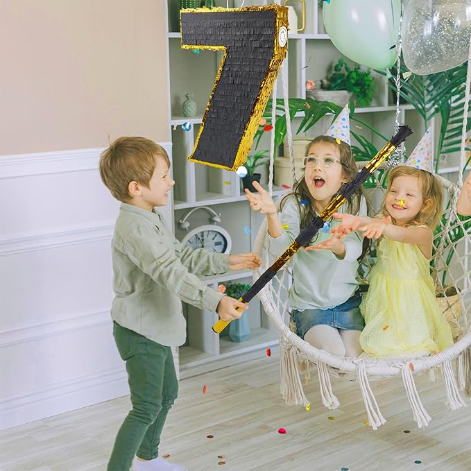 PCFING 20 Inch Number 7 Piñata Gold Black - Image 5