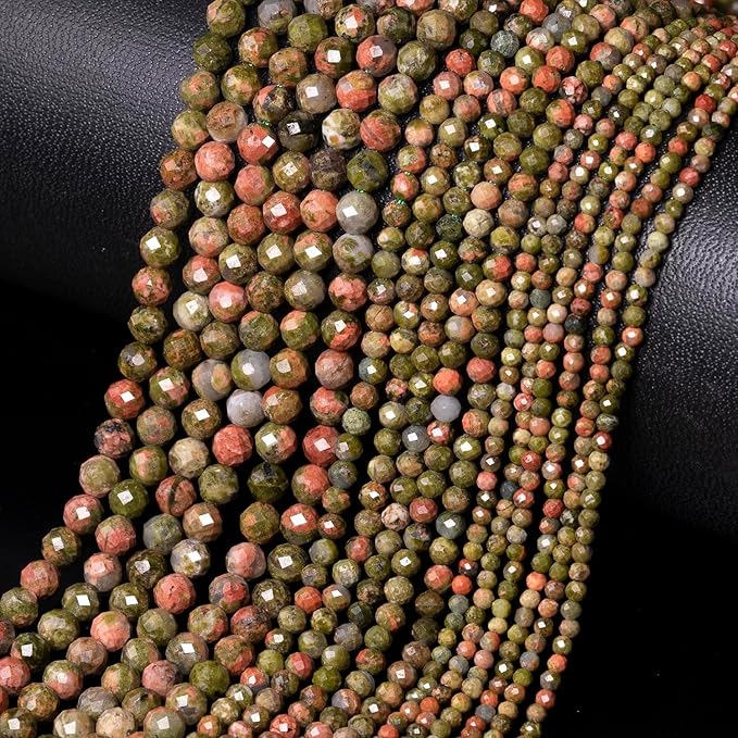 Song Xi 120pcs 3mm Natural Unakite Gemstone Beads Faceted Round Loose Stone - Image 6