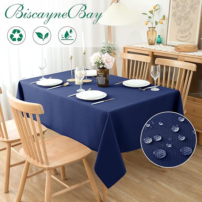 Biscaynebay Textured Fabric Tablecloths 70x120 Inches Rectangular, Wedding and - Image 2