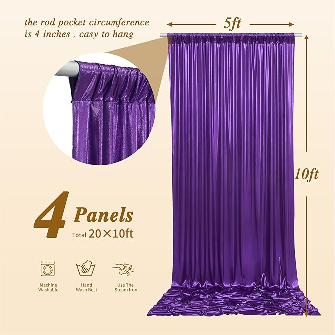 20ftx10ft Purple Sequin Backdrop Curtain Panels - Image 3