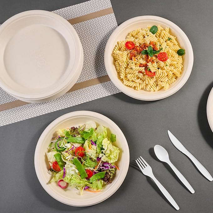 ECOLipak 125 Pack Paper Plates 10 inch 100% Compostable, Heavy-Duty Dinner - Image 7