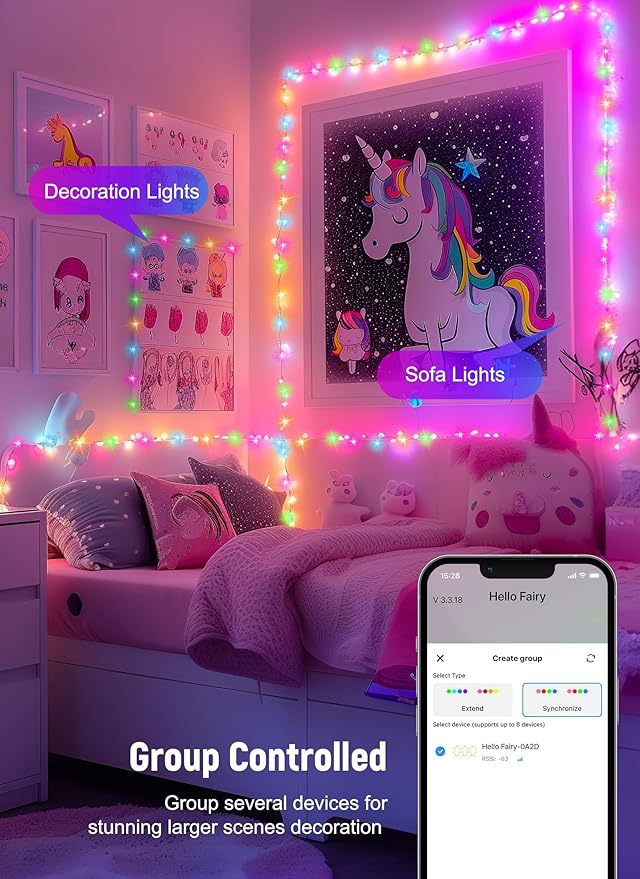 Smart Fairy Lights Plug in, 2 Pack 33FT 100LEDs USB Bluetooth Twinkle Lights - Image 6