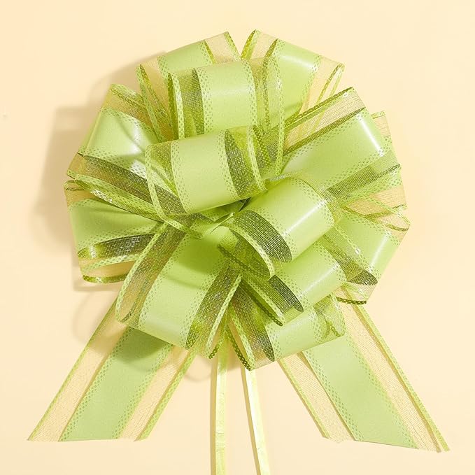 6 Count Large Pull Bows, 6 inches, Valentine's Day, Bean Green by ZhXu+Shuo
