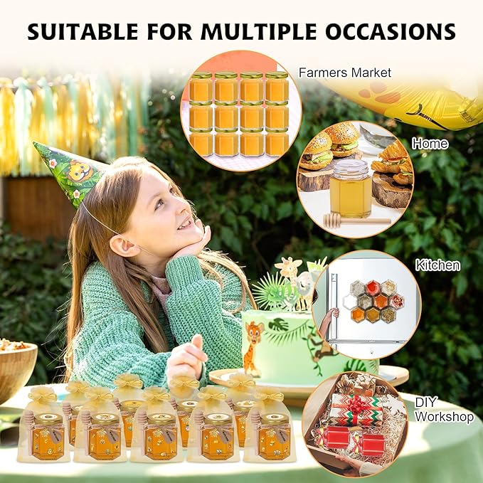 70 Pack 3 oz Mini Hexagon Glass Honey Jars - Image 6