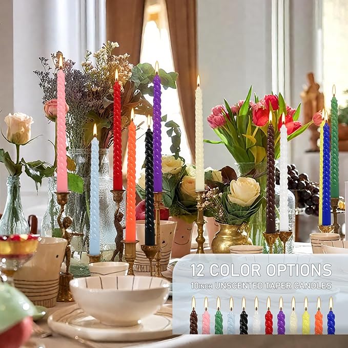 12-Pack 12-Color Spiral Taper Candles - Image 7