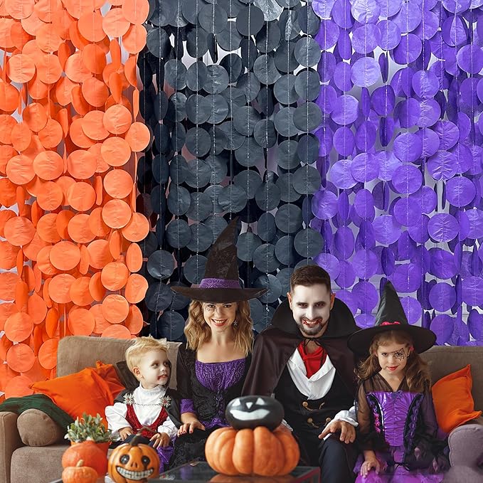 192 Ft Orange Purple Black Party Decorations Polka Dots Streamer Garland - Image 4