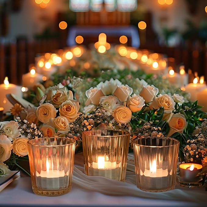 ComSaf Votive Candle Holders, Ribbed Tealight Candle Holder - Image 6