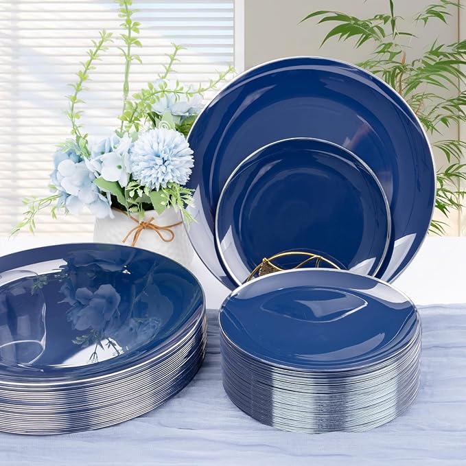 KIRE 200PCS Blue Plastic Plates - Image 5