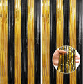 Crosize 2 Pack 3.3 x 9.9 ft Gold and Black Foil Fringe Curtains Party by Crosize