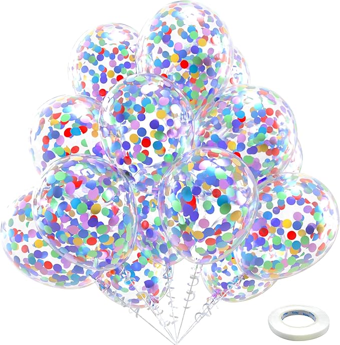 Bezente Rainbow Multicolor Confetti Latex Balloons by Bezente
