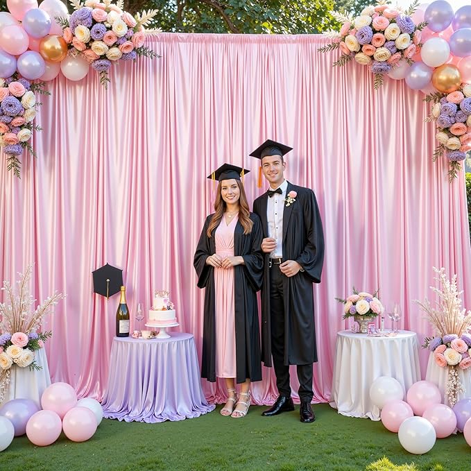 Pink Glitter Backdrop Curtain for Parties Wedding, 10Ft x 10Ft Satin Shimmer - Image 5