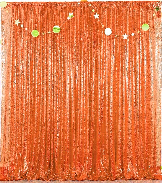 Orange Sequin Backdrop 8FTx8FT 1 Panel Glitter Fall Sequin Backdrop Sparkle by HMQIANG