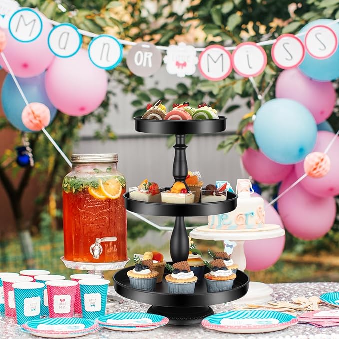 Maxdot 2 Pcs 3 Tier Cupcake Stand Holder, Round Cupcake Stand Serving Tray - Image 6