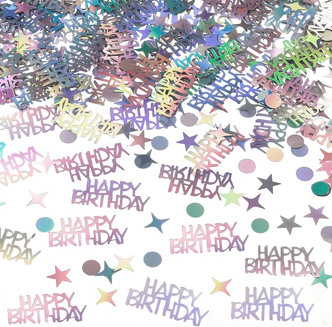 Iridescent Happy Birthday Confetti, Baby Shower, DIY Arts and Crafting by KALOR
