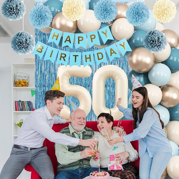 Dusty Blue 50th Birthday Party Decorations - Image 6