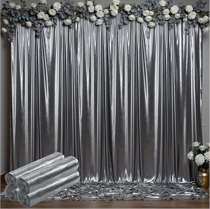 Outpain Thick 20 ft x 10 ft Black Silver Sequin Backdrop Curtain by Outpain