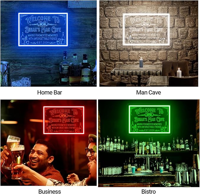 Custom Bar Neon Sign for Man Cave, Personalized LED Whiskey Cocktail Beer Signs - Image 6