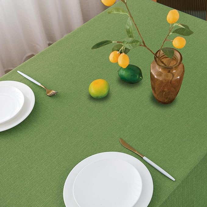 NLMUVW Olive Green Tablecloth Rectangle, Linen Table Cloth Water Resistant - Image 2