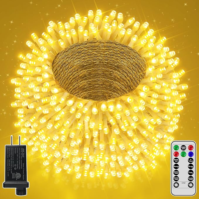 328 FT 1000 LED Christmas Lights Outdoor, Warm White Christmas Lights by Ccinny