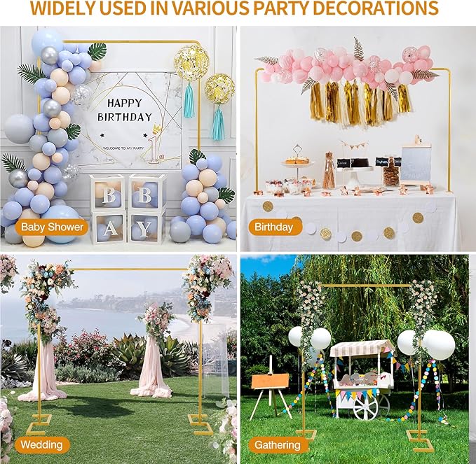 8.2FT Square Arch Backdrop Stand, Metal Gold Backdrop Stand Heavy Duty - Image 3