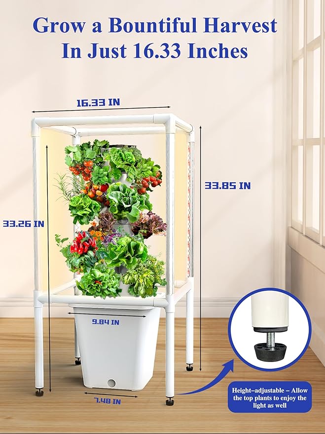 SJZX Hydroponics Growing System, 18 pods Vertical Small hydroponic Tower - Image 2