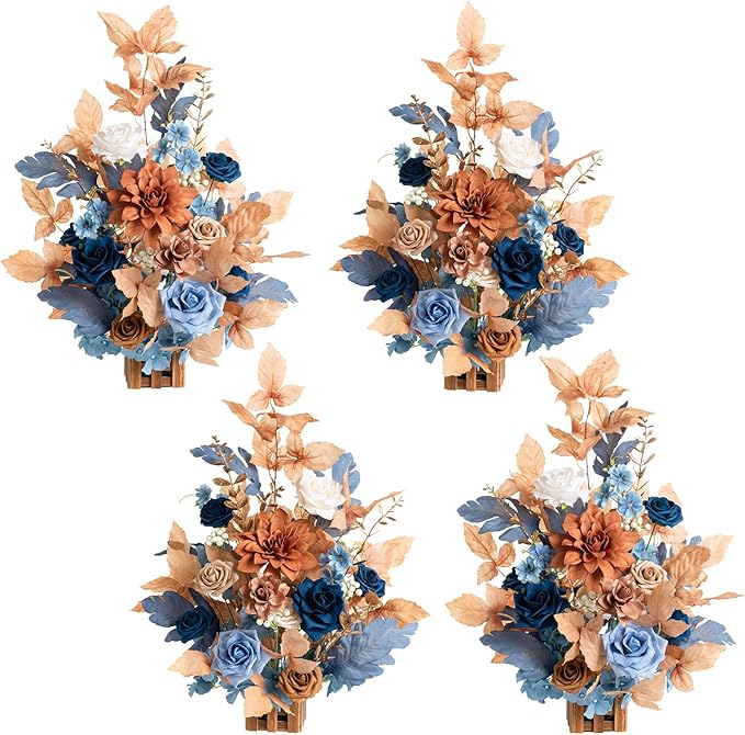 Ling's Moment 17.5" Tall Standing Artificial Flowers Arrangements 4pcs Fall by LingsMoment
