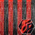 4 Pack Black Red Wave Foil Fringe Curtain Backdrop, 3.28Ft x 8.2Ft Metallic by Ferwzsr