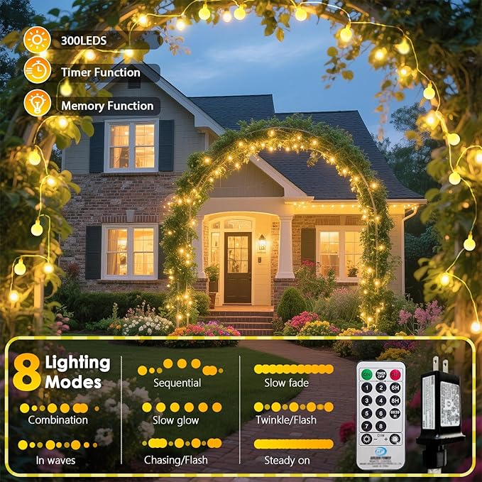 300LED Connectable Globe String Lights Indoor Outdoor - Image 5