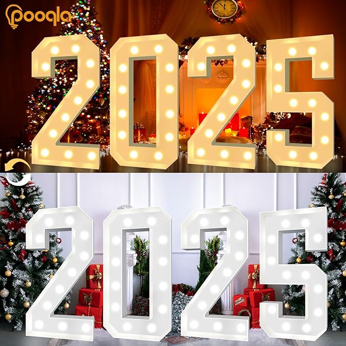 Pooqla 4 FT Light Up Marquee Numbers, Giant Mosaic Number Cool White and Warm - Image 3