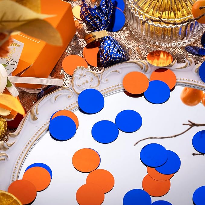 Orange Blue Table Confetti Party Decorations Metallic Circle Dot Confetti - Image 2