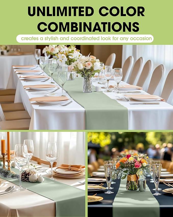 Pureegg Sage Green Plastic Table Runners - Image 2