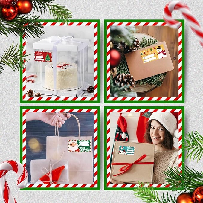 500 PCS Christmas Gift Tags, Self Adhesive Santa Claus Stickers, Festive - Image 5