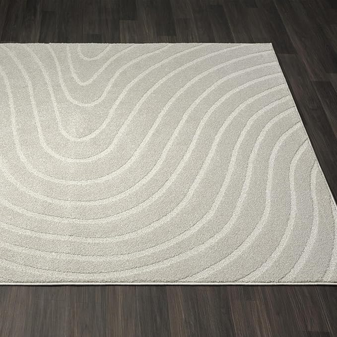LUXE WEAVERS Modern Geometric Wave Gray 2x3 Area Rug - Image 4