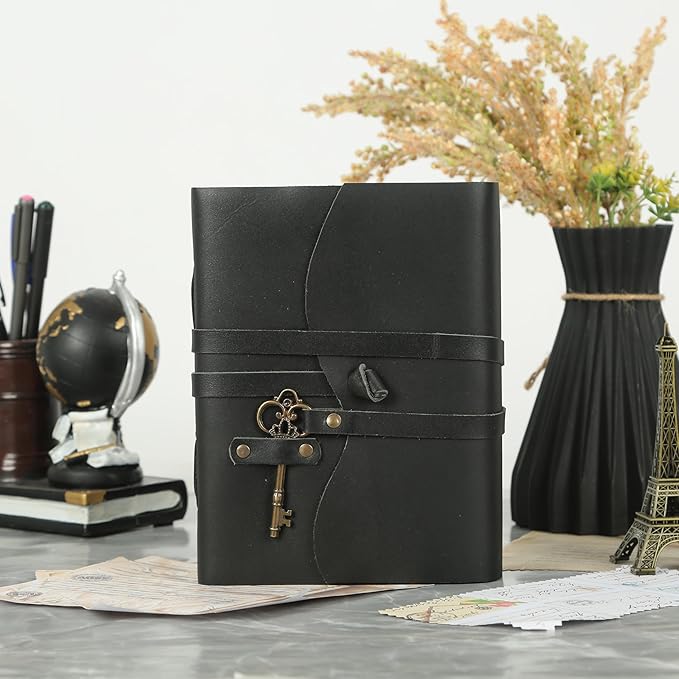 Leather Journal with Lined and Unlined Deckle Edge Paper 8x6 inch and Vintage - Image 10