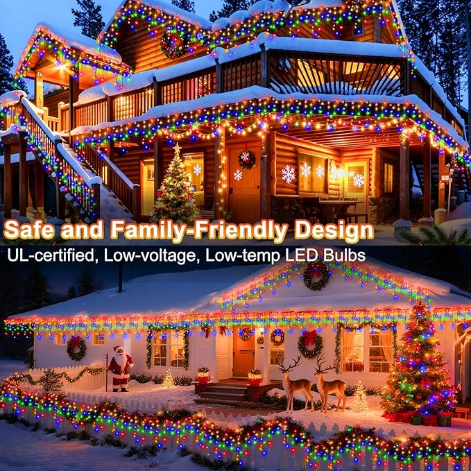 KNONEW 33FT 400 LED Christmas Lights Outdoor Black Wire String Lights - Image 4