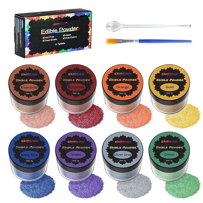 Cakestar Edible Glitter, 8 Colors Edible Luster Dust, Edible Glitters by MakingYourBakeryCreative