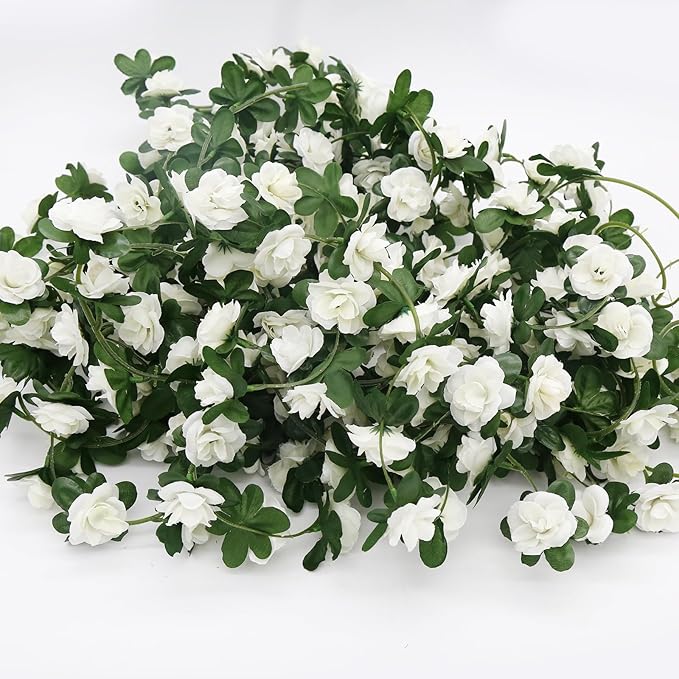 12 PCS 98.4 FT Artificial Flower Garland White Rose Garland - Image 4