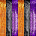 TONIFUL 2Pcs Orange Purple Black Metallic Tinsel Foil Fringe Curtains, 3.28ft x by TONIFUL