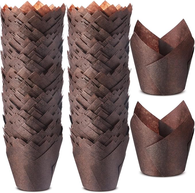 300 Pcs Jumbo Muffin Liners for Baking 2-1/4" x 4" Large Tulip Cupcake Liners by Motiskyy