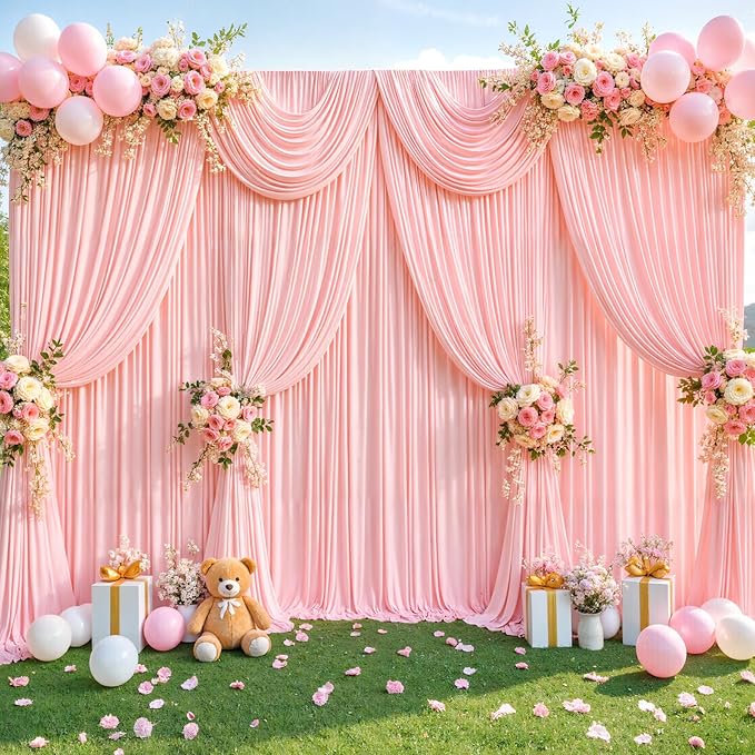 40ft x 12ft Blush Pink Backdrop Curtains Wrinkle Free Backdrop Curtain - Image 2