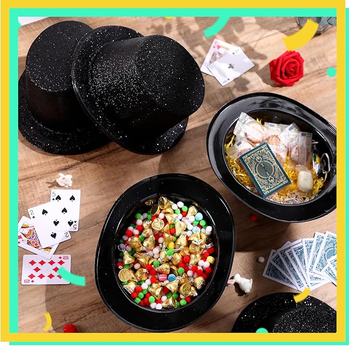 Hillban 24 Pcs Halloween Glitter Top Hat Bowler - Image 3