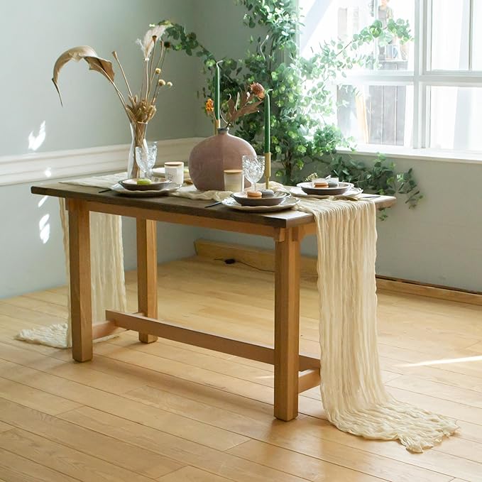 Ivory Cheesecloth Table Runner Set of 6 Runners 12 ft 142 in Long Each Cream - Image 8