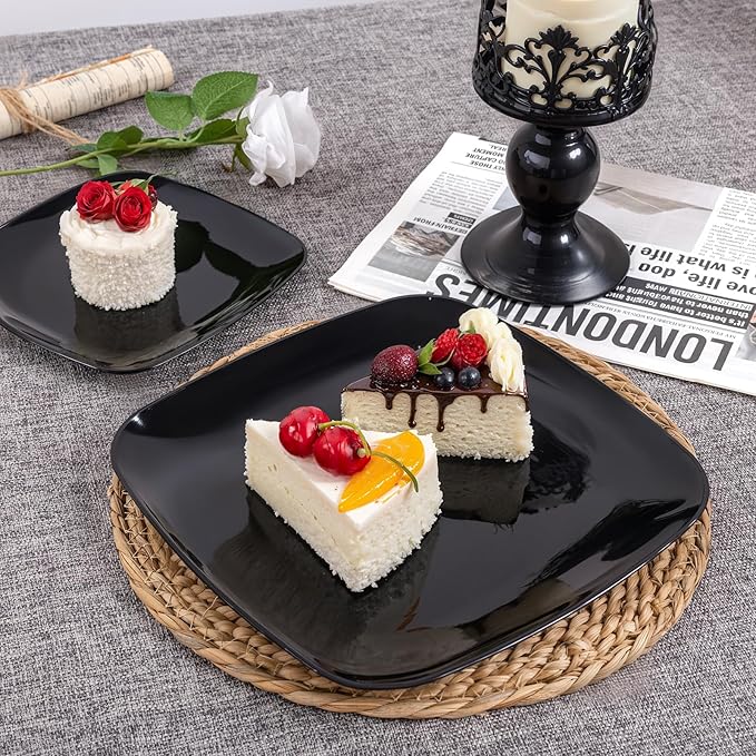 PULOTE 100 PCS Black Square Plastic Plates Disposable - Image 9