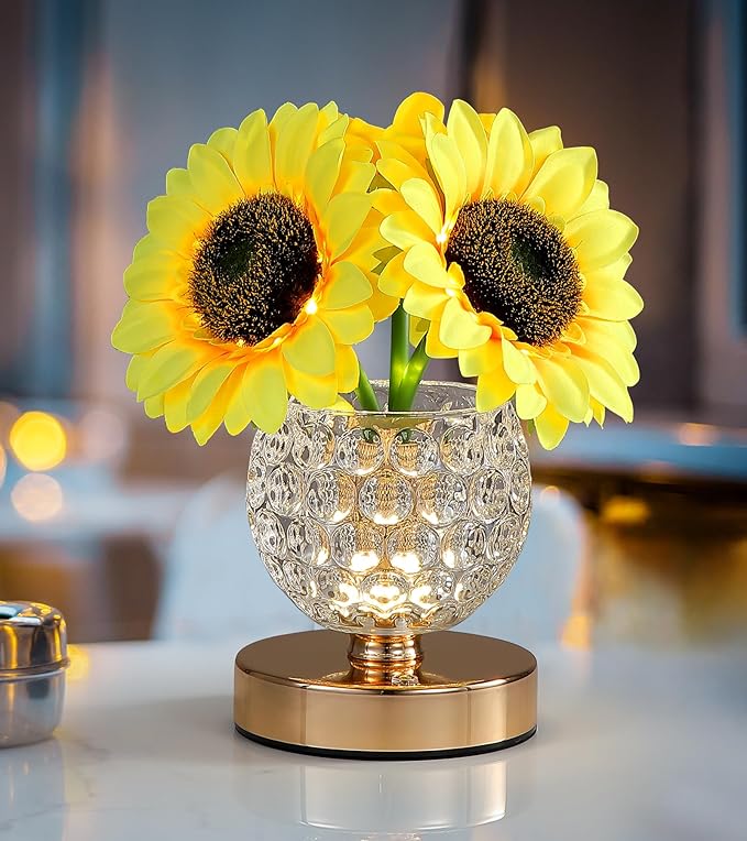 Sunflowers Lamp, Rechargeable Cordless Touch Table Lamp, 3-Colour Infinitely by AIHYING