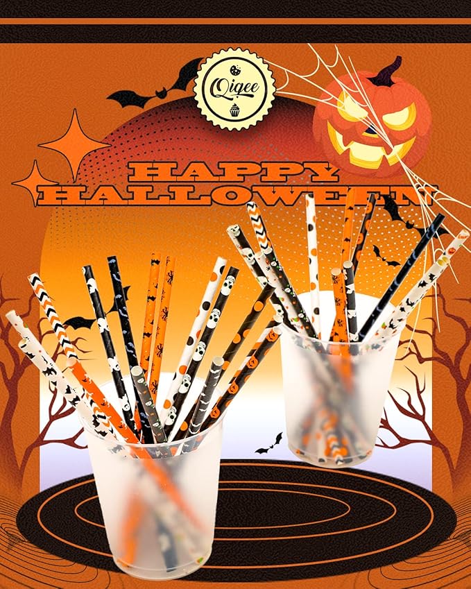Halloween Paper Straws for Drinking Disposable Straws 150pcs Disposable Straws - Image 5