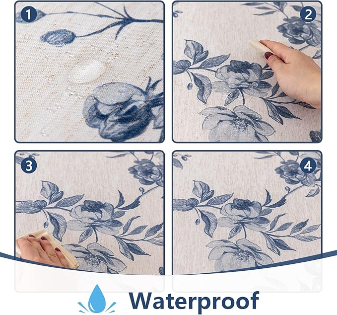 MYSKY HOME Rectangle Tablecloth 60x120 Inches, Linen Farmhouse Tablecloths - Image 2