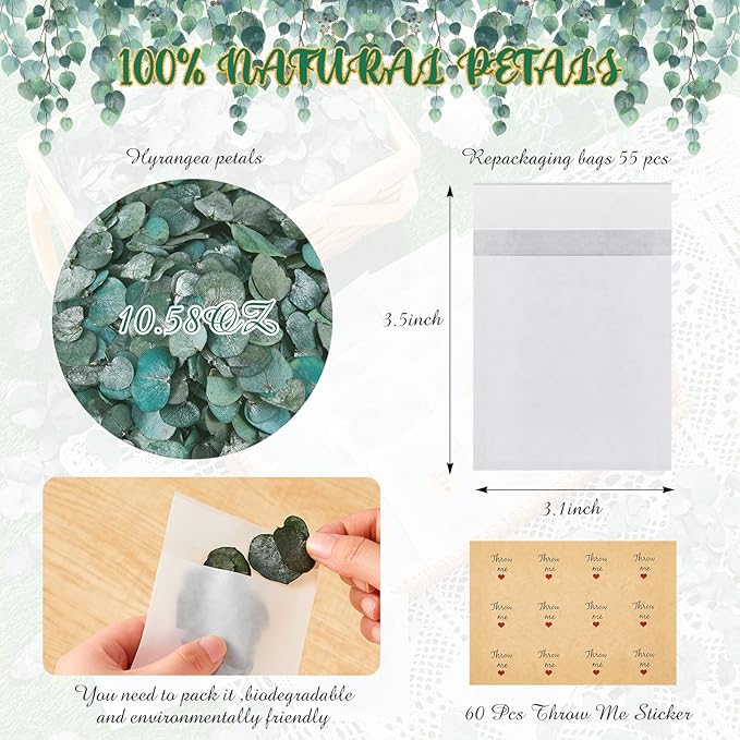 Biodegradable Confetti 10.58 Oz eucalyptus leaves Dried Flower Petals - Image 2