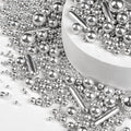 Silver Pearl Rods Sprinkles, Edible Sugar Candy Mix Size, 150g/5.29oz, Baking by Joyvitas