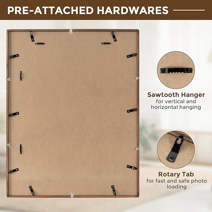 22x28 Frame with Mat to 18x24 Picture Frames USA-Sourced Natural Solid Walnut - Image 8